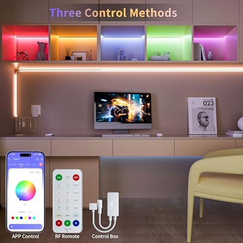 PAUTIX COB LED Strip Lights,20ft RGB+CCT 2700K-6500K White LED Lights,Dimmable Color Changing RGB LED Strip Light,with Remote/APP Control,for Kitchen Cabinets,Ceiling,Party DIY Lighting Projects - Image 3
