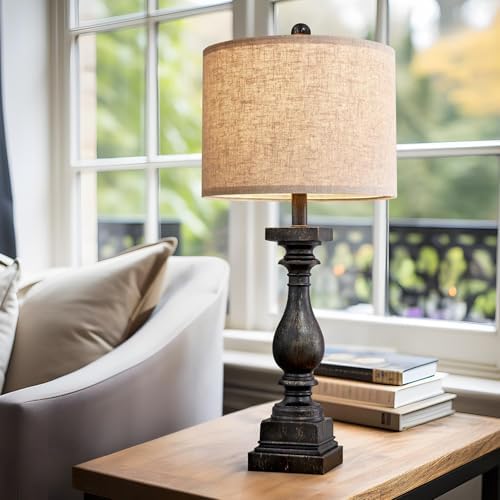 BOBOMOMO Retro 27" USB Charging Ports A/C Farmhouse Single Lamps for Bedrooms Retro Side Table Lamps Bedside Lamp for Side Nightstand Living Room 1 Pack (Blubs not Included) - Image 4