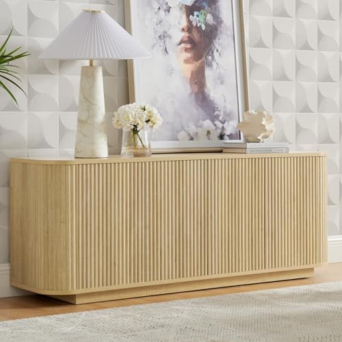 64" Fluted Buffet Cabinet with Storage Sideboard Cabinet by Home