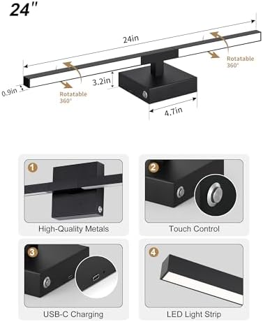 Rayogale Black Battery Operated Wall Sconce with Remote Control 8000mAh - Image 5