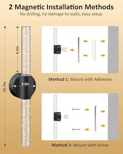 Black Rechargeable Wall Sconces Set of 2, Cordless Wall Lights - Image 3