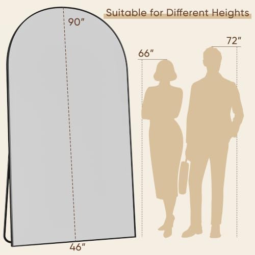 90"x46" Arched Full Length Mirror, Large Floor Mirror, Black - Image 4