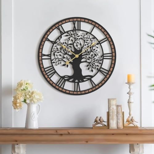 Micasso Large Wall Clock Decorative: 21 Inch Tree of Life Battery Operated by Micasso