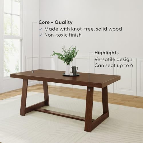 Plank+Beam Classic 72 Inch Dining Table, Rectangular, Walnut Wirebrush - Image 3
