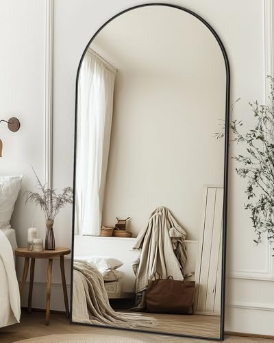 71"x32" Arched Full Length Mirror with Stand,Full Body Floor Mirror - Image 3