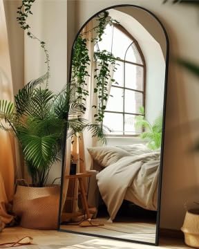 Antok 58" x21” Arched Full Length Mirror with Stand, Floor Mirror, Black - Image 2