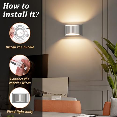 Aipsun 4 Pack Nickel Modern LED Wall Sconce Hardwired Indoor Wall Lights Up and Down Wall Mount Light for Living Room Bedroom Hallway Corridor Conservatory Warm White 3000K(with G9 Bulbs) - Image 2