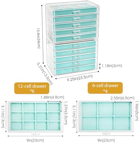 ProCase Earring Holder Organizer Jewelry Box with 10 Drawers, Aqua - Image 4