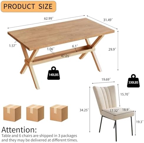 HIPIHOM Dining Table Set for 4,Kitchen Table with Dining Chairs - Image 7