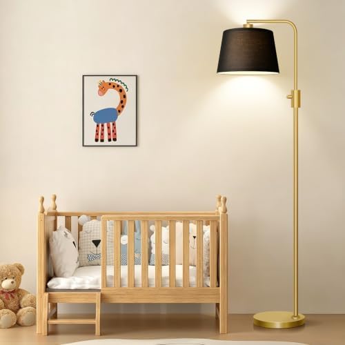 Nintiue Dimmable Gold Floor Lamp, 1000 LM LED Edison Bulb Included, Arc Floor Lamps for Living Room with Black Shade, Modern Standing Lamp Tall Lamps for Living Room Bedroom - Image 6