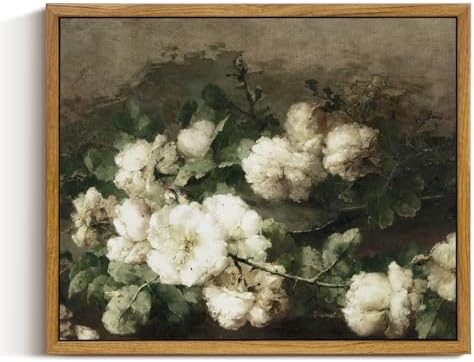 InSimSea Framed Canvas Wall Art Vintage Decor, Flower Prints Room Wall Decor, Botanical Prints Wall Art for Living Room Decorations, Rustic Artwork for Bathroom Bedroom, 9"x11" by InSimSeaArt