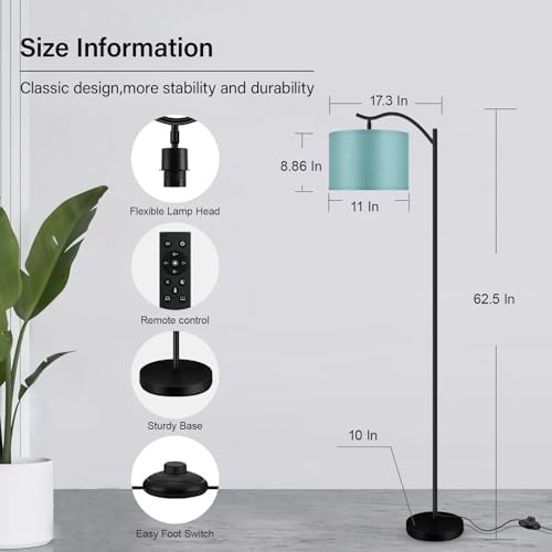 BoostArea Floor Lamp for Living Room,Arc Floor Lamp Remote Control,Stepless Dimmable Brightness & Colors Temperature 2700k-6500k,Foot Switch,Modern Standing Lamp for Bedroom Study Room Office,Green - Image 6