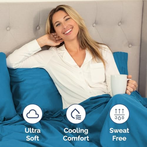 Short Queen Size 4 Piece Bed Sheet Set - RV Short Queen Sheets - Denim Blue - Image 4