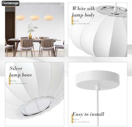 11.5in Small Bubble Pendant Light, Saucer White Imitation Silk - Image 5
