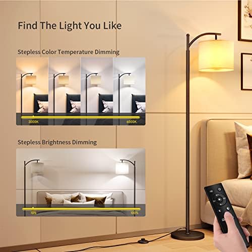 SUNMORY Arc Floor Lamp, Modern Floor Lamp with Remote Control and 9W Bulb - Image 2