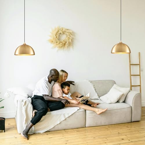 Plug in Hanging Light 2 Packs 11.8inch, Gold Hang Lamp Plug in, Farmhouse Pendant Light, Pendant Lights Kitchen Island, Hanging Lights with Plug in Cord 14.ft - Image 5