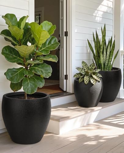 homenote 14.5/12/9.7 Inch Large Plastic Flower Pots with Drainage (3 Pcs) - Image 2