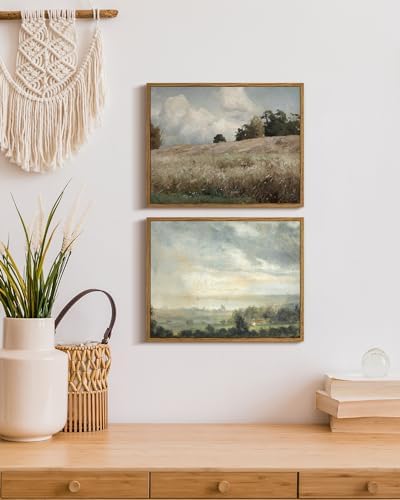 InSimSea Framed Canvas Wall Art Vintage Decor, Cornfield Countryside Scenery Rustic Farmhouse Wall Decoration, Country Decor Wall Art for Bedroom, Living Room Kitchen Bathroom, 11"x14" - Image 3