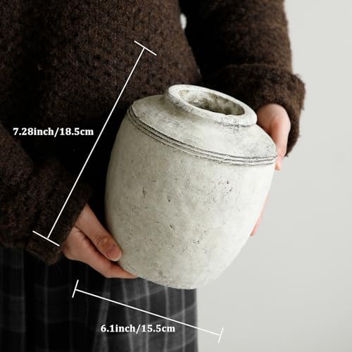 Ceramic Flower Vase Home Decor Rustic Vintage Terracotta Vase 7.28" - Image 3