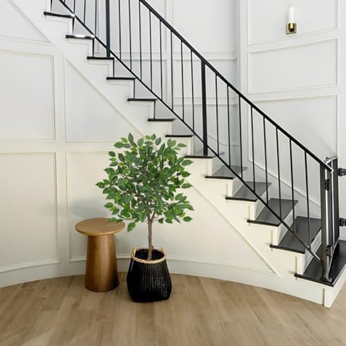 3Ft Ficus Tree Artificial Plants Indoor with Realistic Trunk, 2Pack Tall Fake Potted Tree Faux Floor Plant, Artificial Tree in Pot for Home Living Room Office Bedroom Corner Decor(Green) - Image 5