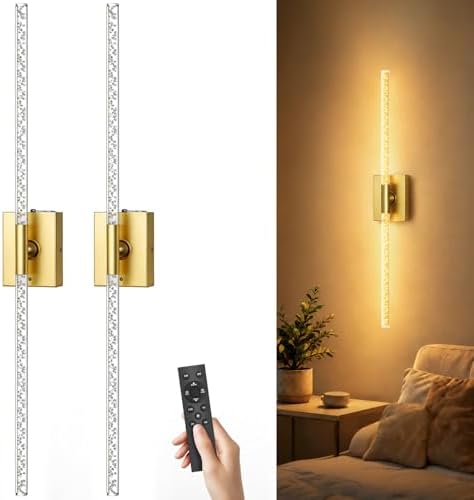 iThird Battery Operated Wall Sconces Set of 2, 10000mAh, Gold Bubble by iThirdHomeOutdoorLighting
