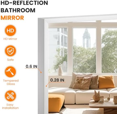 Full Length Floor Mirror 56"x15", Large Standing Body Mirror, Silver - Image 7