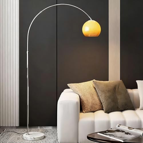 Burnt Orange Arc Floor Lamp for Living Room,Mid Century Modern by MIXL