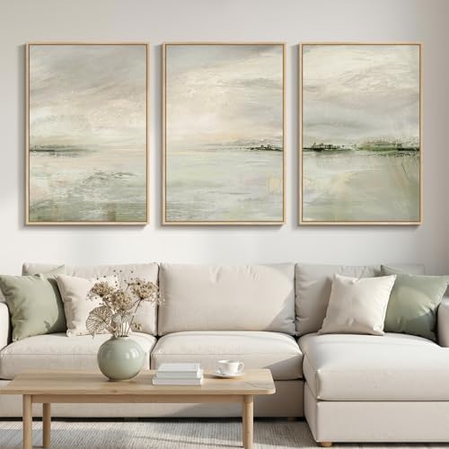 Large Framed Sage Green Abstract Landscape Wall Art for Living Room, 24x36 by Cuspin