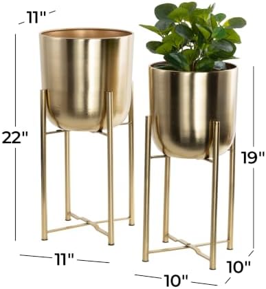 CosmoLiving by Cosmopolitan Metal Dome Planters, Set of 2, 19", 22"H, Gold - Image 6
