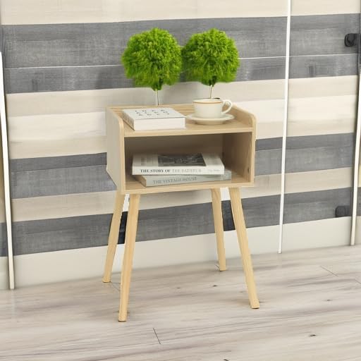 MaxSmeo Nightstand, Mid Century Side Table Bedroom with Storage - Image 6