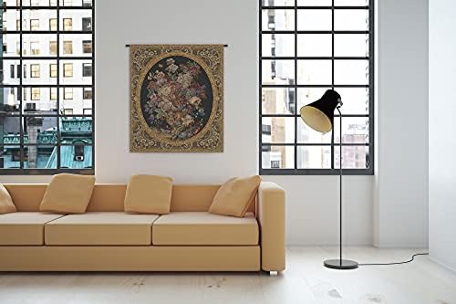 Decorative Floral in Vase Dark Green Tapestry Wall Hanging 30 x 25 in - Image 5