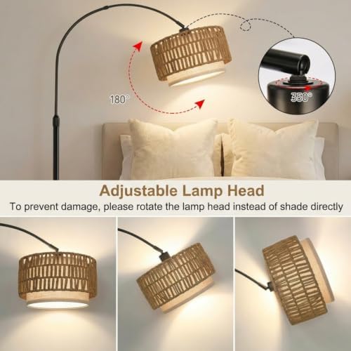 Arc Floor Lamp for Living Room with Remote, 61.5"-72.4" Height Adjust Dimmable LED Floor Lamp with 3 Color Temps, Farmhouse Arched Standing Lamp,Boho Floor Lamp, Arched Floor Lamps for Bedroom, Office - Image 5