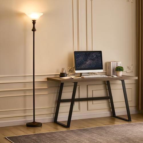Torchiere Brown Floor Lamp for Living Room with Glass Shade-71IN - Image 6