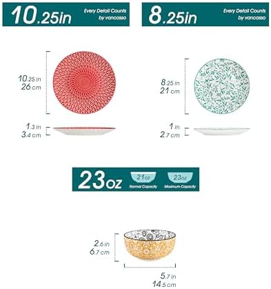 vancasso SELENE Plates and Bowls Set for 4, 12 Pieces Dinnerware Sets, Mircowave and Dishwasher Safe Dishes Set, Porcelain Muted Dinnerware - Image 2