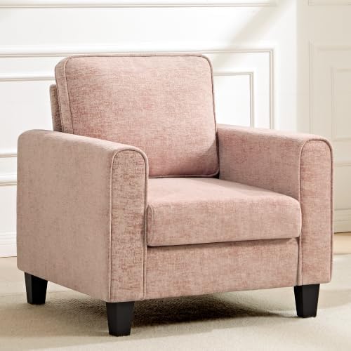 Accent Chair for Living Room, Mid Century Modern Upholstered Living Room Chair, Chenille Reading Armchair for Apartment, Waiting Room, Office, Pink by choairy