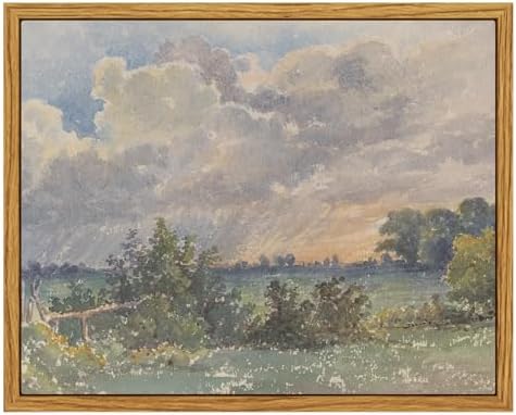 InSimSea Framed Canvas Wall Art, Vintage Landscape Art for Living Room Hallway Shelf, 10x8in,English Countryside Watercolor Painting, Rustic Farmhouse Cozy Cottage Mid Century Small Decor by InSimSeaArt