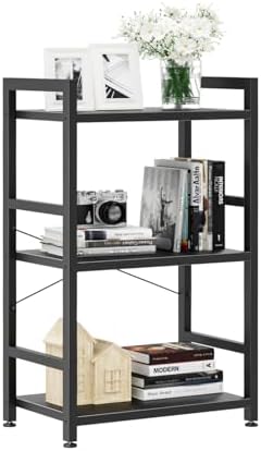 NUMENN 3 Tier Slim Bookshelf, Tall Freestanding Open Storage Bookcase, Black by NUMENN
