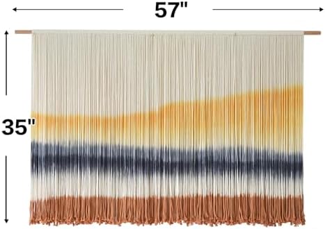 Flber Macrame Wall Hanging Extra Large Dip Dye Boho Wall Decor 57" W*35" L - Image 5