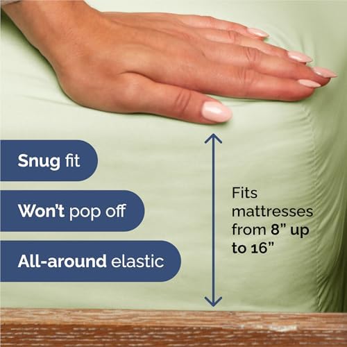 King Size 4 Piece Sheet Set - Comfy Breathable & Cooling - Light Sage Green - Image 3