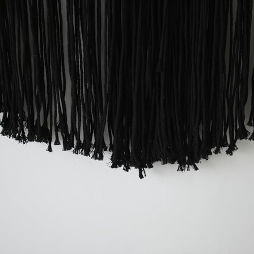 Macrame Wall Hanging Black Yarn Tapestry Boho Fiber Art Decor 57"W*43"L - Image 7