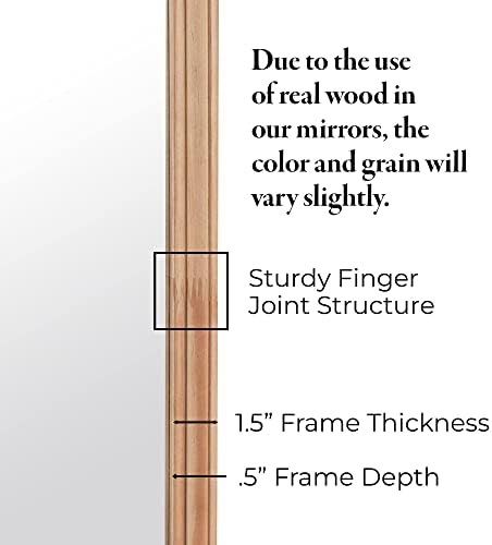 WallBeyond 24" x 36" Full Scalloped Corners Arch Rectangle Wall Mirror with Wood Frame for Entryway, Living Room or Bedroom Home Decor - Light Woodgrain [24" x 36" Natrual] - Image 6