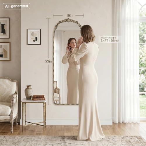 Vintage Mirror Full Length 19"x53" Antique Gold Full Body Mirror - Image 2