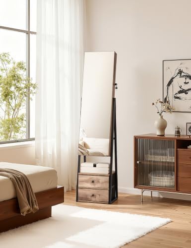 Nicetree Jewelry Cabinet Armoire, 2 Drawers, Full Length Mirror, Oak - Image 4