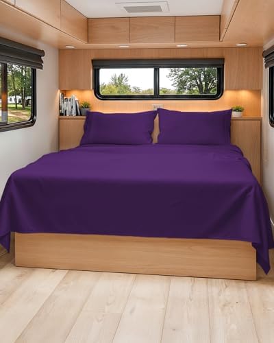 Short Queen Size 4 Piece Bed Sheet Set - RV Short Queen Sheets - Purple by CGKUnlimited