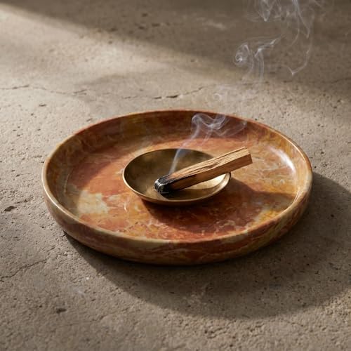 YKAJO Caramel Gold Round Marble Tray, 10" Deep Catchall Vanity Organizer - Image 7