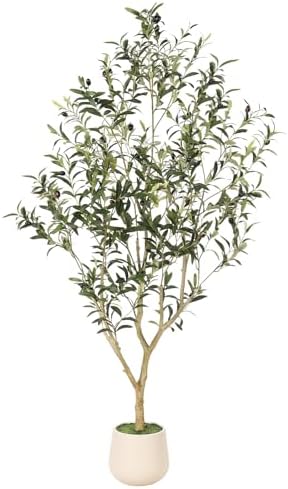 FEELEAD Faux Olive Tree 5ft with Planter for Home Office Living Room Decor by Home