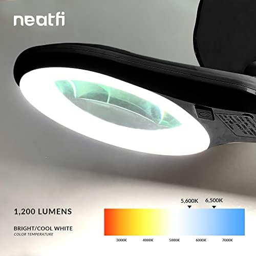 Neatfi LED Magnifying Lamp 1,200 Lumens with Clamp – 5” 5-Diopter Glass Lens, Dimmable Task Light | Adjustable Arm | Reading, Sewing & Crafting (Black, 5-Diopter) - Image 3