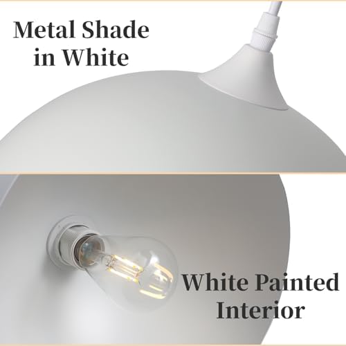 White Pendant Light 3 Pack,11.8 Inch Industrial Pendant Lights Adjustable Height, Farmhouse Pendant Lighting for Kitchen Island for Dining Room, Bedroom, Barn - Image 3
