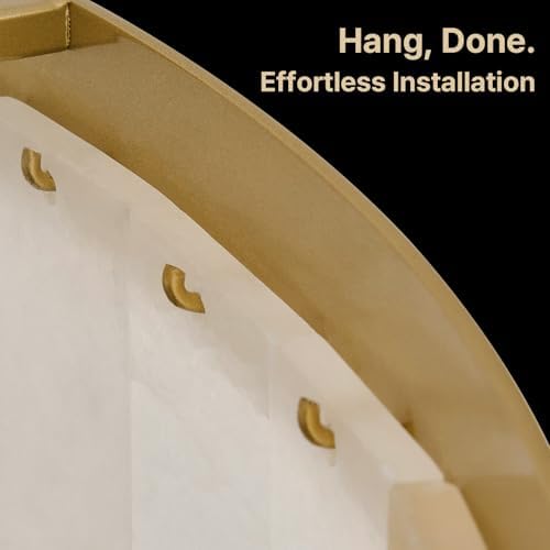 42" Round Alabaster Chandelier, Modern Gold Marble Light Fixture - Image 4
