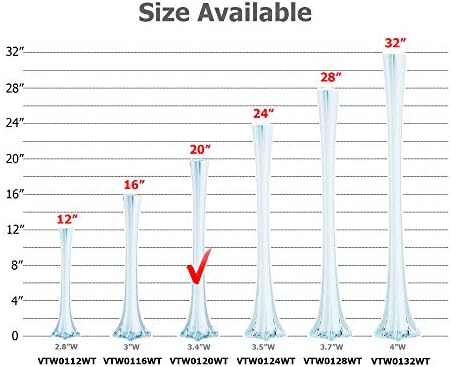 WGV Eiffel Tower Vase Bulk, Open 1", Height 20", (Multiple Sizes Choices) White Glass Floral Container with Sturdy Base, Flower Centerpiece for Wedding Event Home Decor, Arts Crafts, 12 Pieces - Image 3